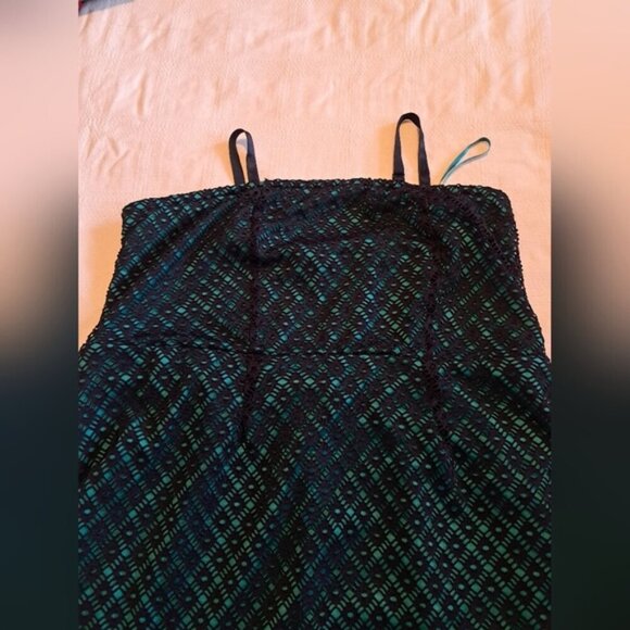 Lane Bryant women's size 18 overlay dress black and teal, VGUC - Picture 3 of 10